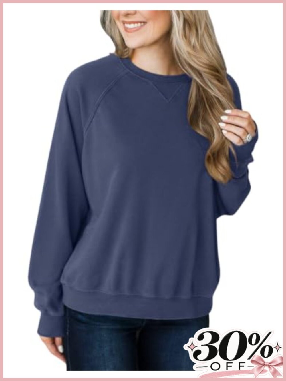 Women's Crewneck Sweatshirt Raglan Sleeve Loose Fit Light Fleece Pullover